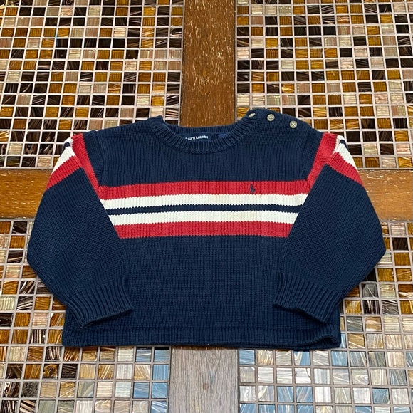 Ralph Lauren Vintage Knit Navy Striped Sweater - Picture 2 of 6